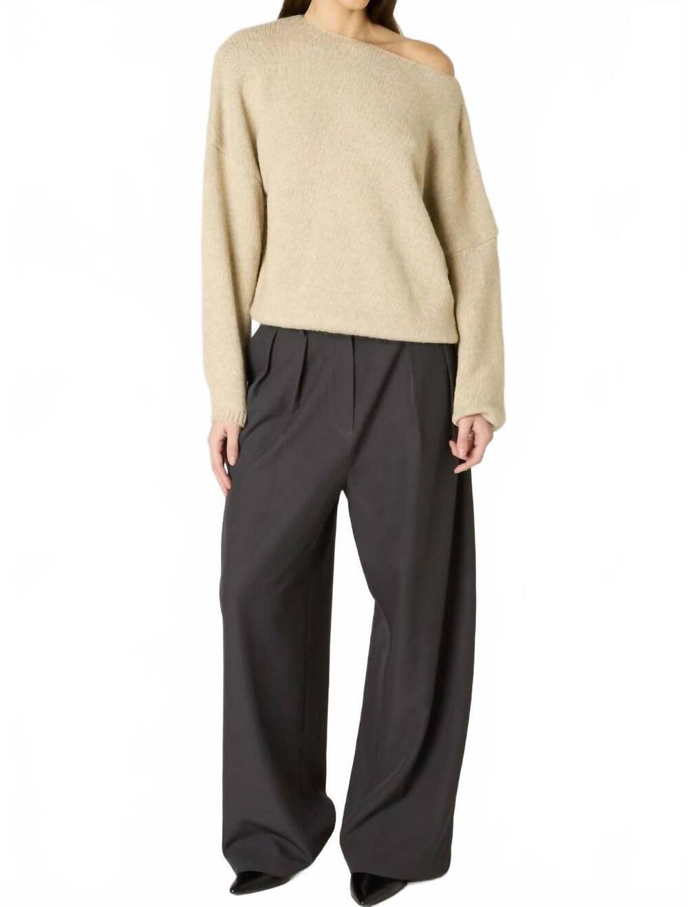 NEW NIA nightmoor off-the-shoulder sweater in oatmeal